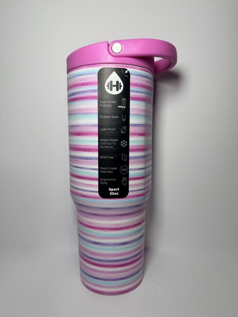 Hydrojug X Scheels PINK HORIZON 32oz Sport Traveler Tumbler Blue Purple Stripes